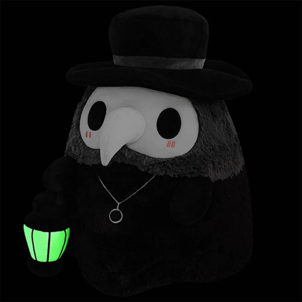 1 Pair Kawaii Cute Luminous Cartoon Plague Doctor Beak Doll Lovely Plush Doll Toy Ornament Halloween Party Prom Props Kids Gifts