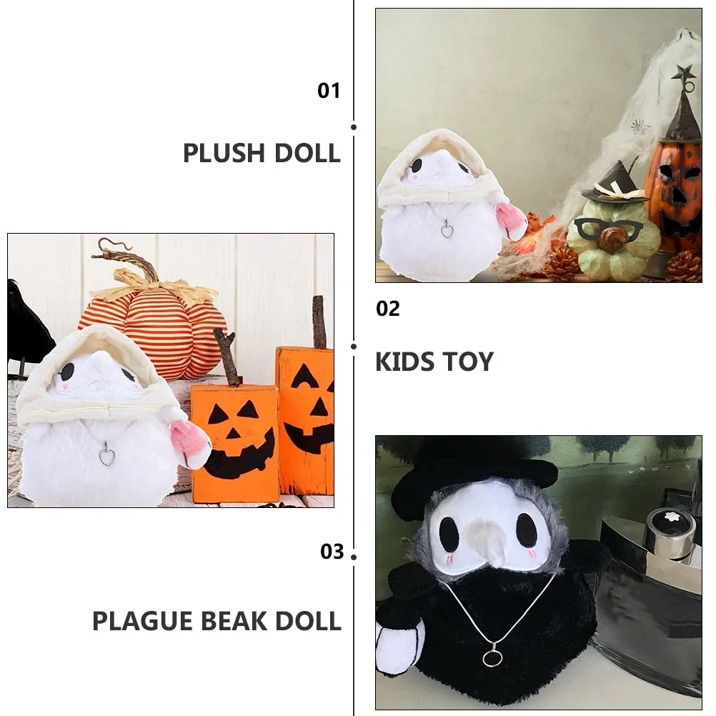 1 Pair Kawaii Cute Luminous Cartoon Plague Doctor Beak Doll Lovely Plush Doll Toy Ornament Halloween Party Prom Props Kids Gifts