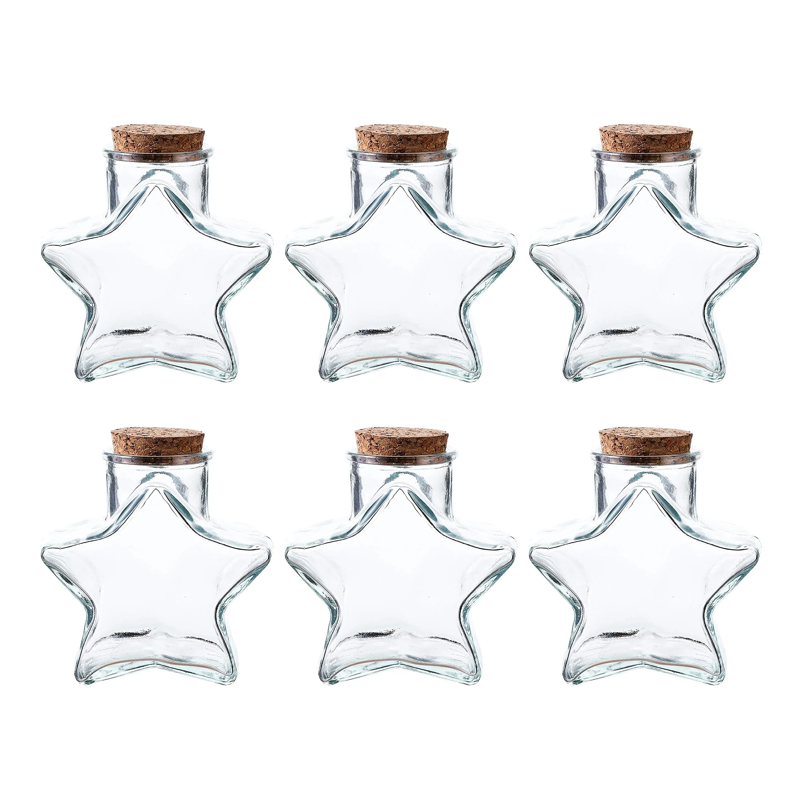 10 OZ Star Shaped Glass Favor Jars with Cork Lids,Glass Wish Bottles with Cork Set