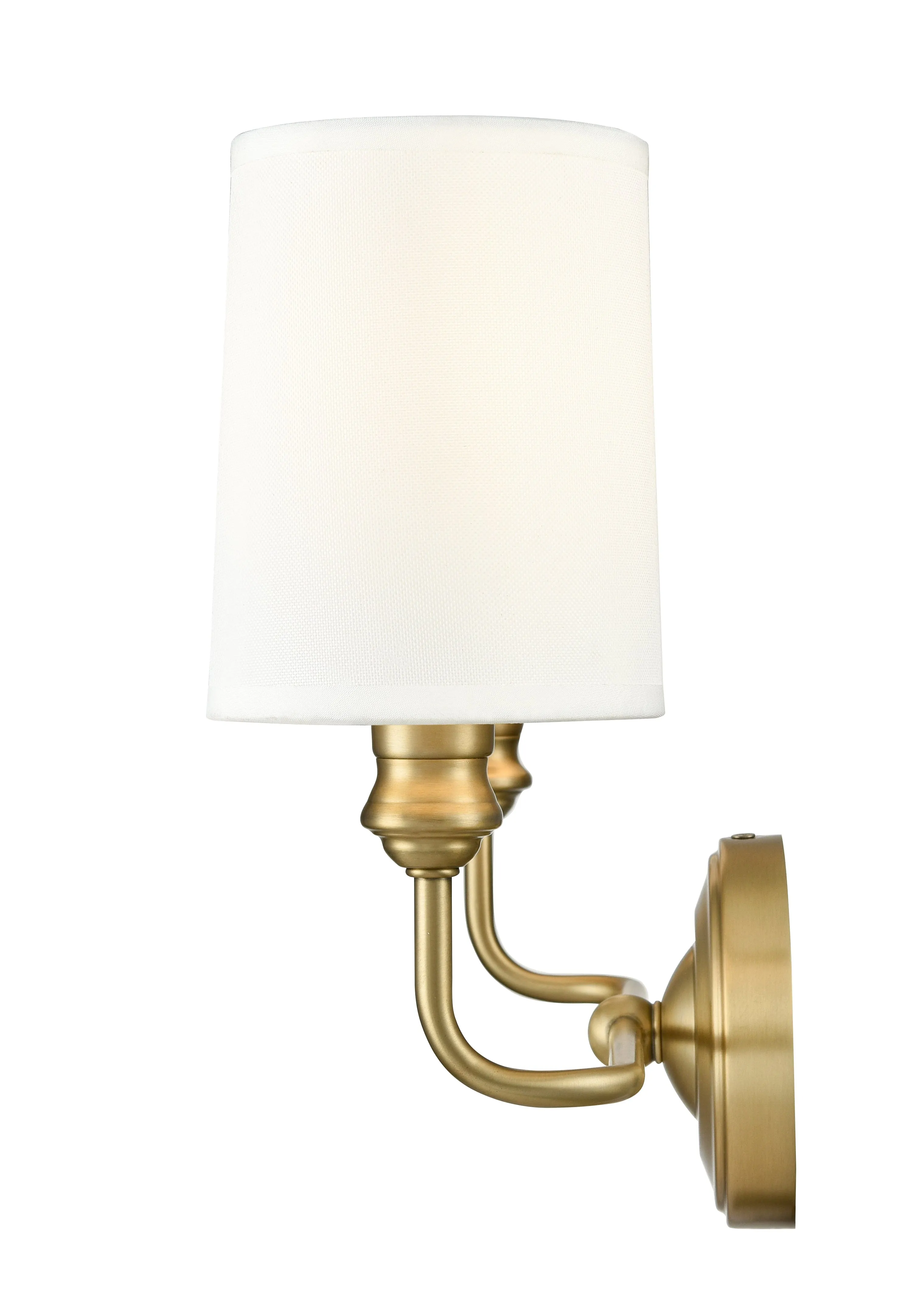 2 Lamps Leena Vanity Light - Vintage Brass - White Fabric Shade - 15.25in. Wide