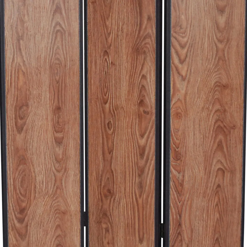 3 Panel Foldable Wooden Screen with Grain Details, Brown - BM26601 By Casagear Home