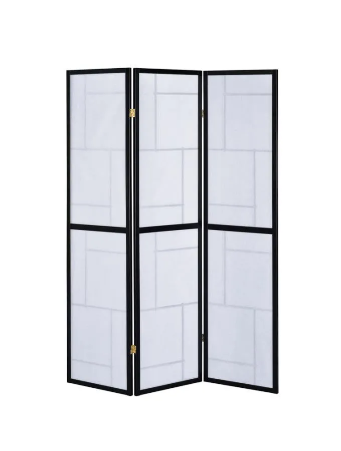 3-panel Folding Floor Screen Black and White