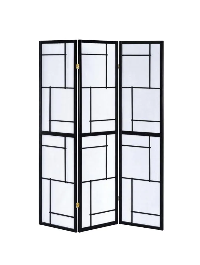 3-panel Folding Floor Screen Black and White