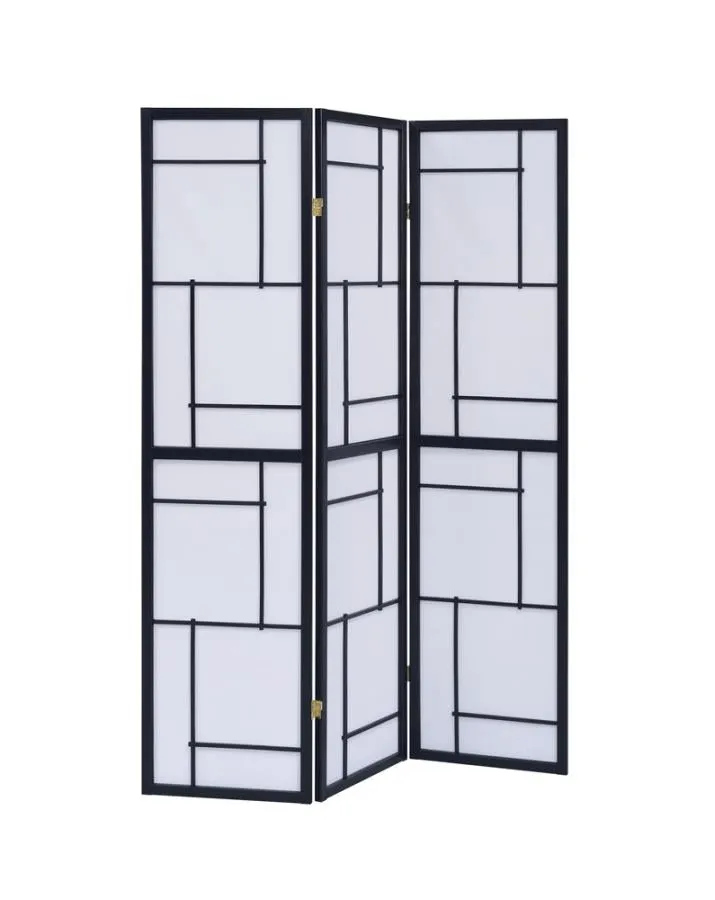 3-panel Folding Floor Screen Black and White