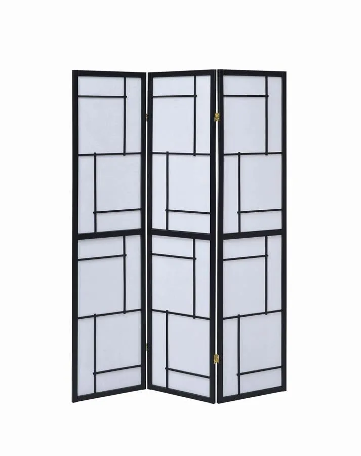 3-panel Folding Floor Screen Black and White