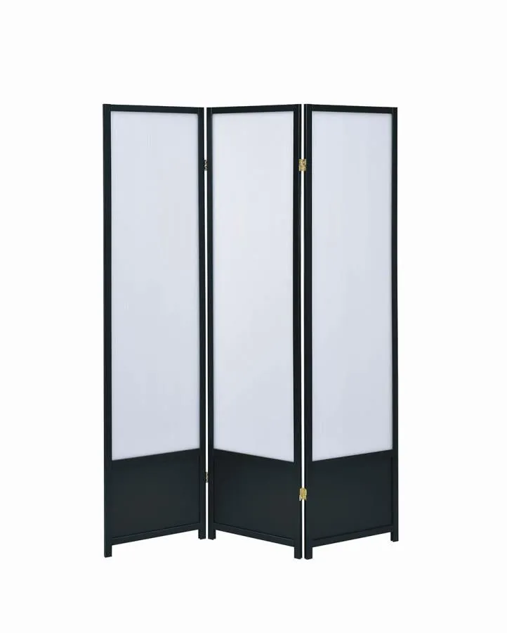 3-panel Folding Floor Screen Translucent and Black