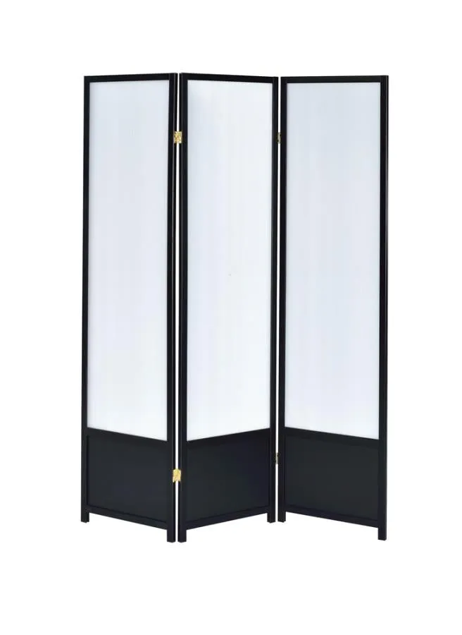 3-panel Folding Floor Screen Translucent and Black