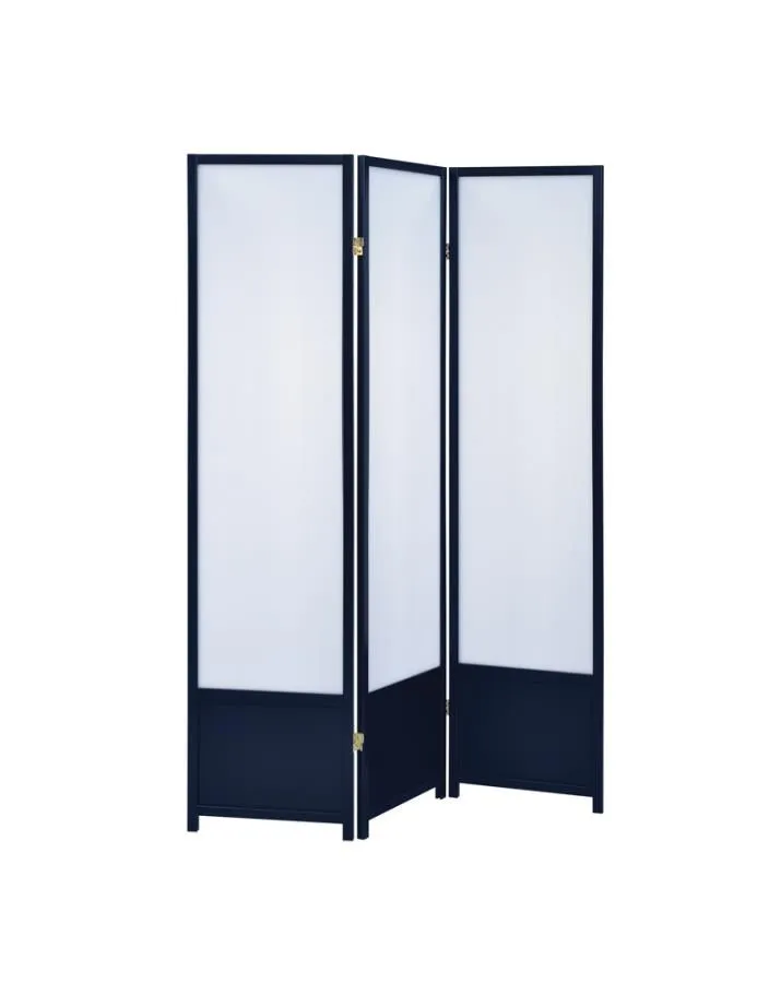 3-panel Folding Floor Screen Translucent and Black