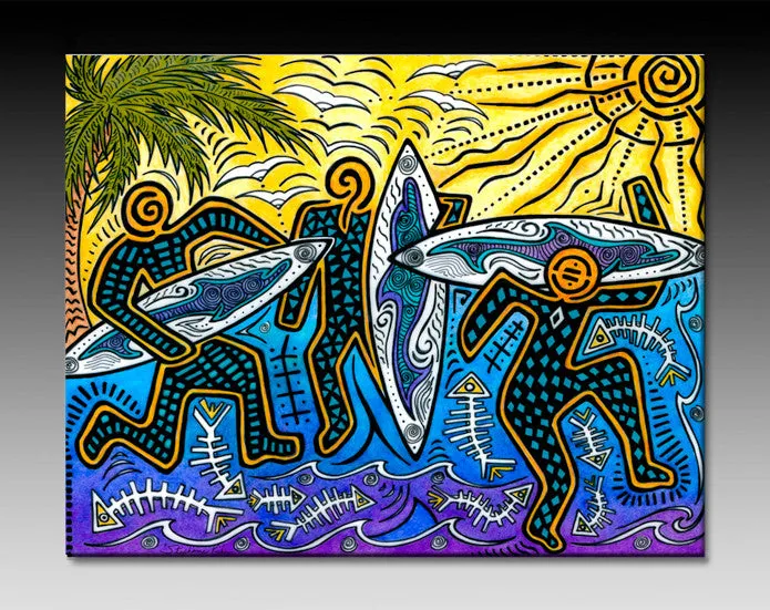 3 Surfers Ceramic Tile