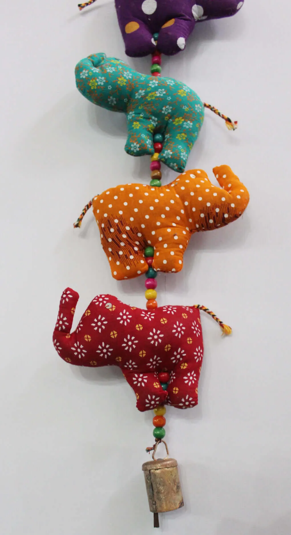 5 Fabric Cotton Elephant Door Hanging String Mobile Decoration Home Décor Ornaments 76 cm Length