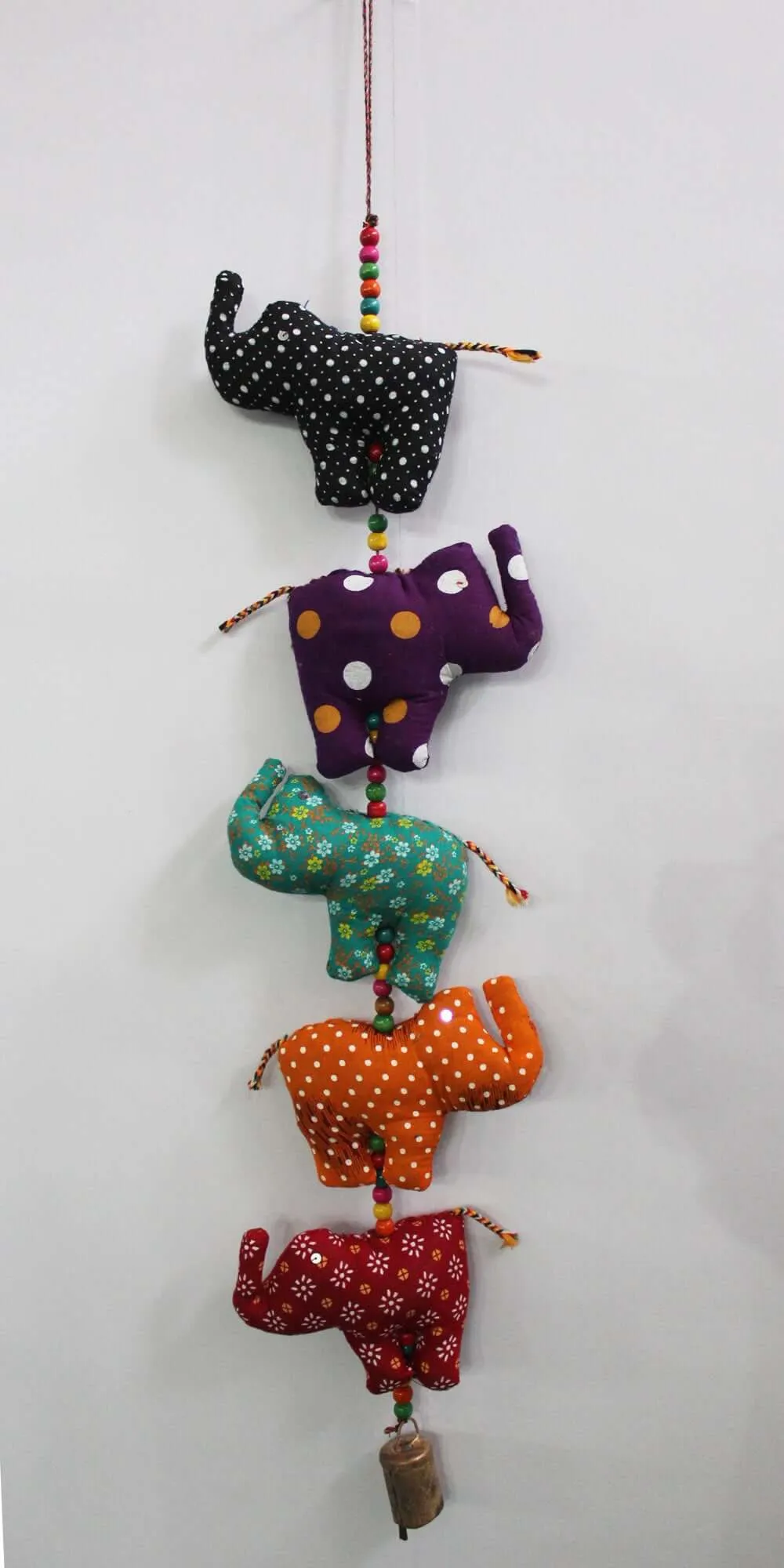 5 Fabric Cotton Elephant Door Hanging String Mobile Decoration Home Décor Ornaments 76 cm Length