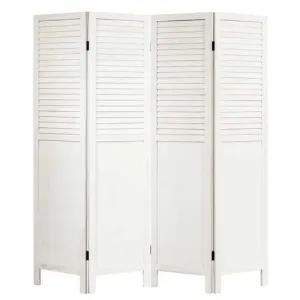 5.6 Ft Tall 4 Panel Folding Privacy Room Divider-White - Color: White