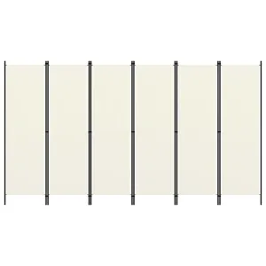 6-Panel Room Divider Cream White 300x180 cm