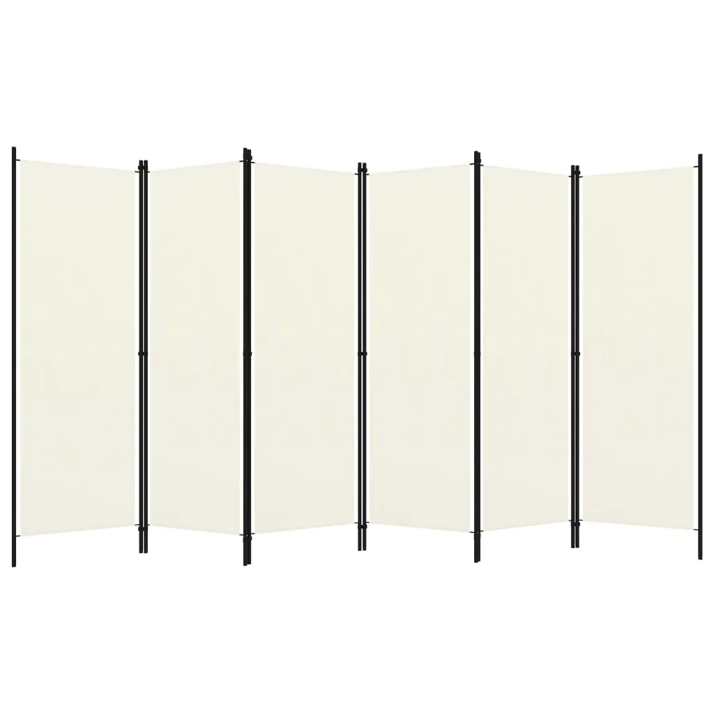 6-Panel Room Divider Cream White 300x180 cm