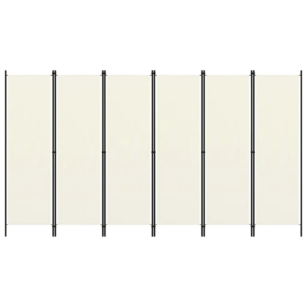 6-Panel Room Divider Cream White 300x180 cm