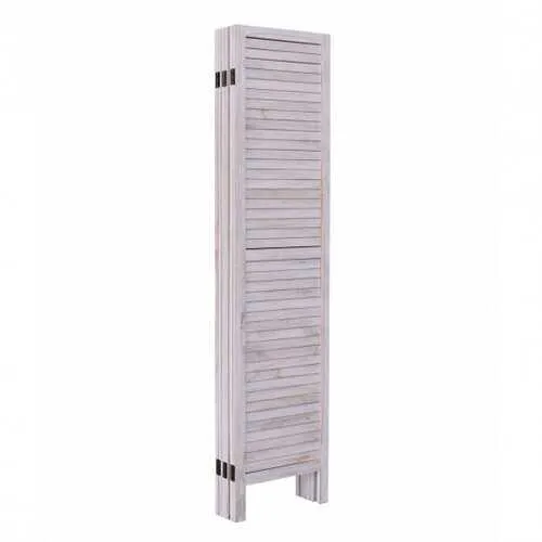 6 Panels Classic Venetian Wooden Slat Room Screen - Color: White