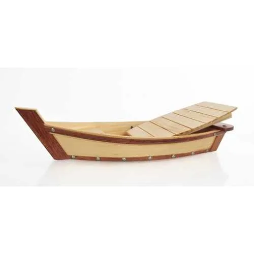 6.25" x 16.75" x 3.37"  Small, Wooden, Sushi Boat - Serving Tray