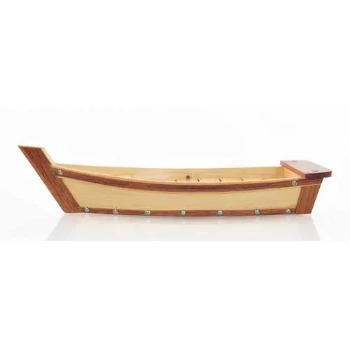 6.25" x 16.75" x 3.37"  Small, Wooden, Sushi Boat - Serving Tray