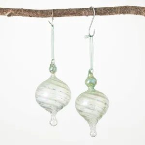 6.5"H Sullivans Sage Drop Ornament - Set of 2, Green Christmas Ornaments