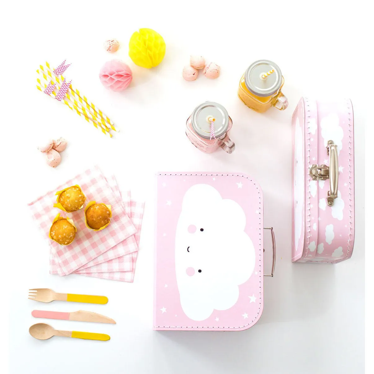 A Little Lovely Company Suitcase Cloud Pink