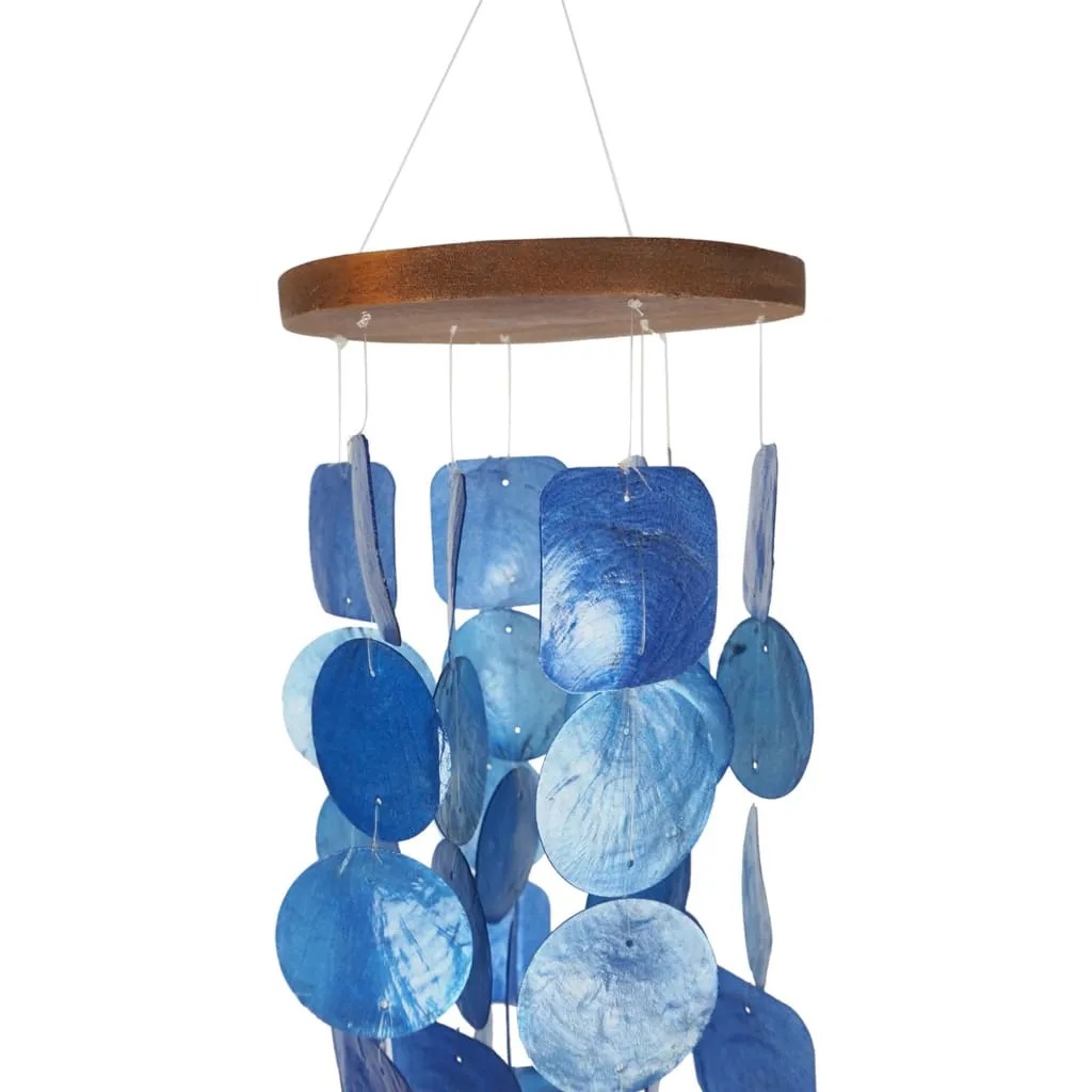 Aesthetically Designed Handmade Wind Chime with Capiz Shell Hangings, Blue