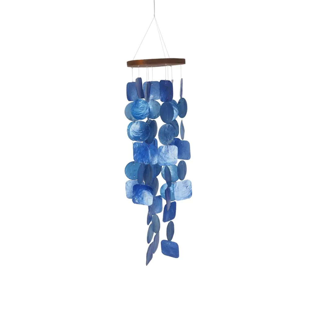 Aesthetically Designed Handmade Wind Chime with Capiz Shell Hangings, Blue