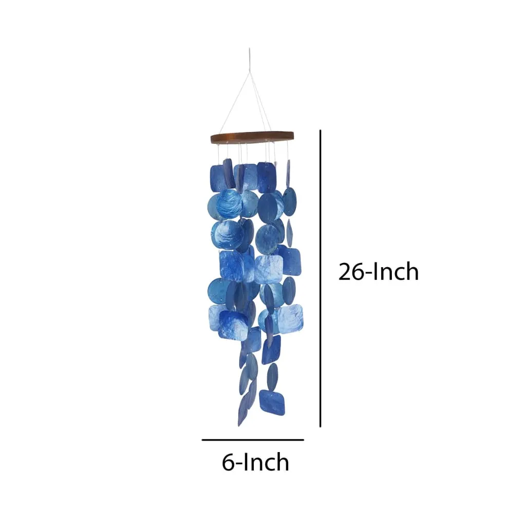 Aesthetically Designed Handmade Wind Chime with Capiz Shell Hangings, Blue