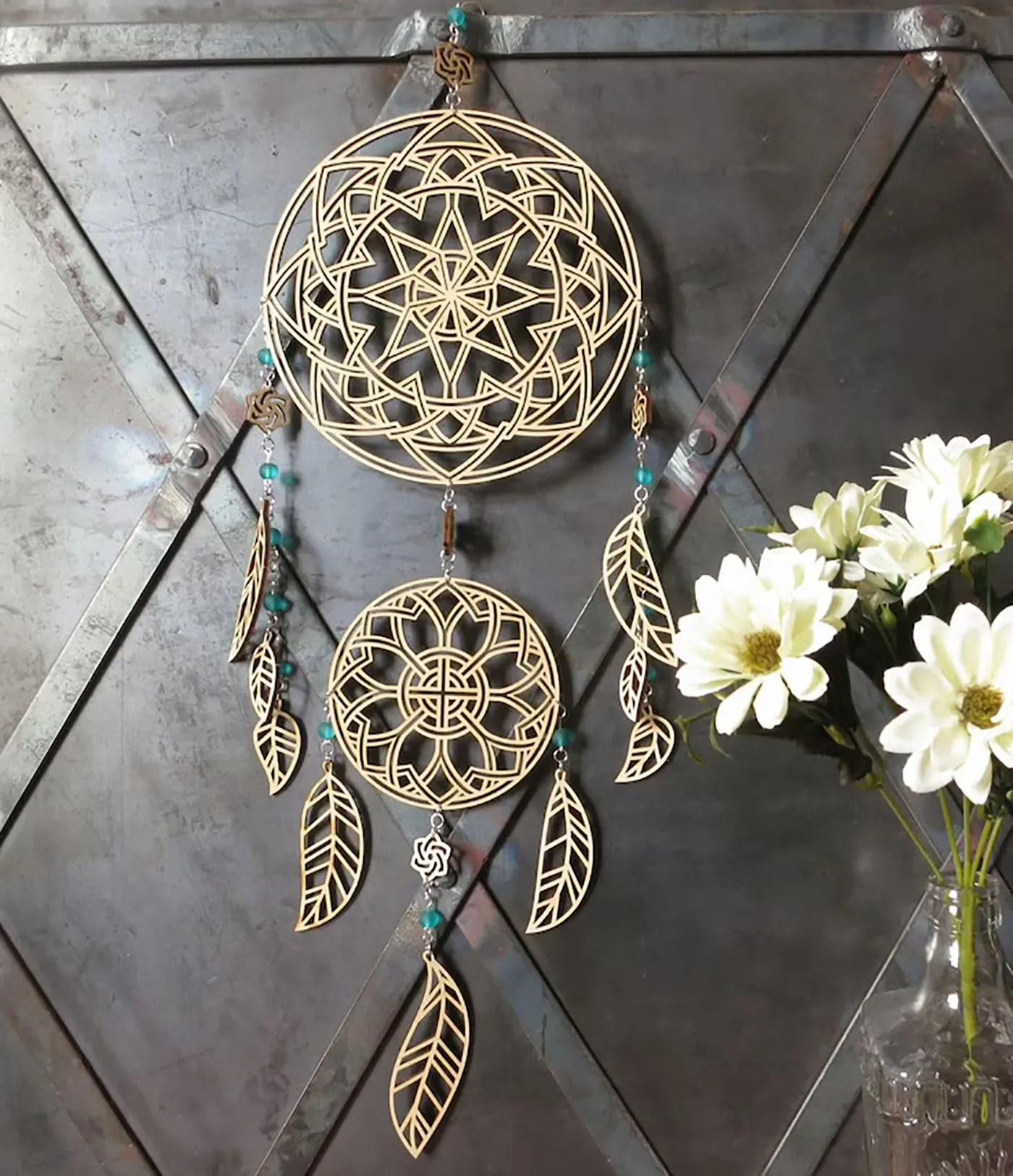 American Elm Wooden Dreamcatcher - Natural Ethnic Wood Art Dream Catcher for Home Decor - Mystical Gift - Boho Decor