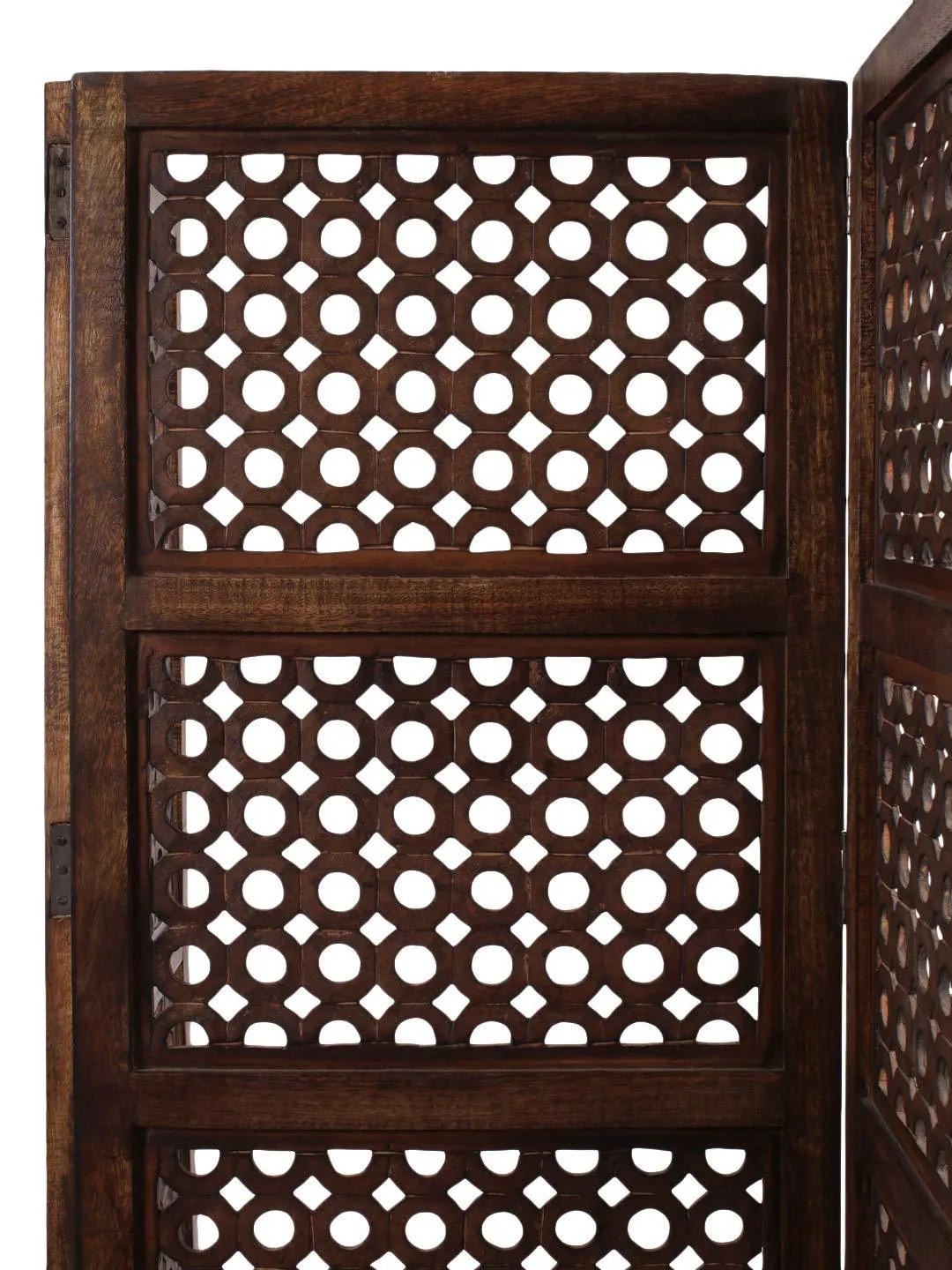 Artesia Carving Egg Jali Design Wooden Screen Room Divider Partition 4 Panel