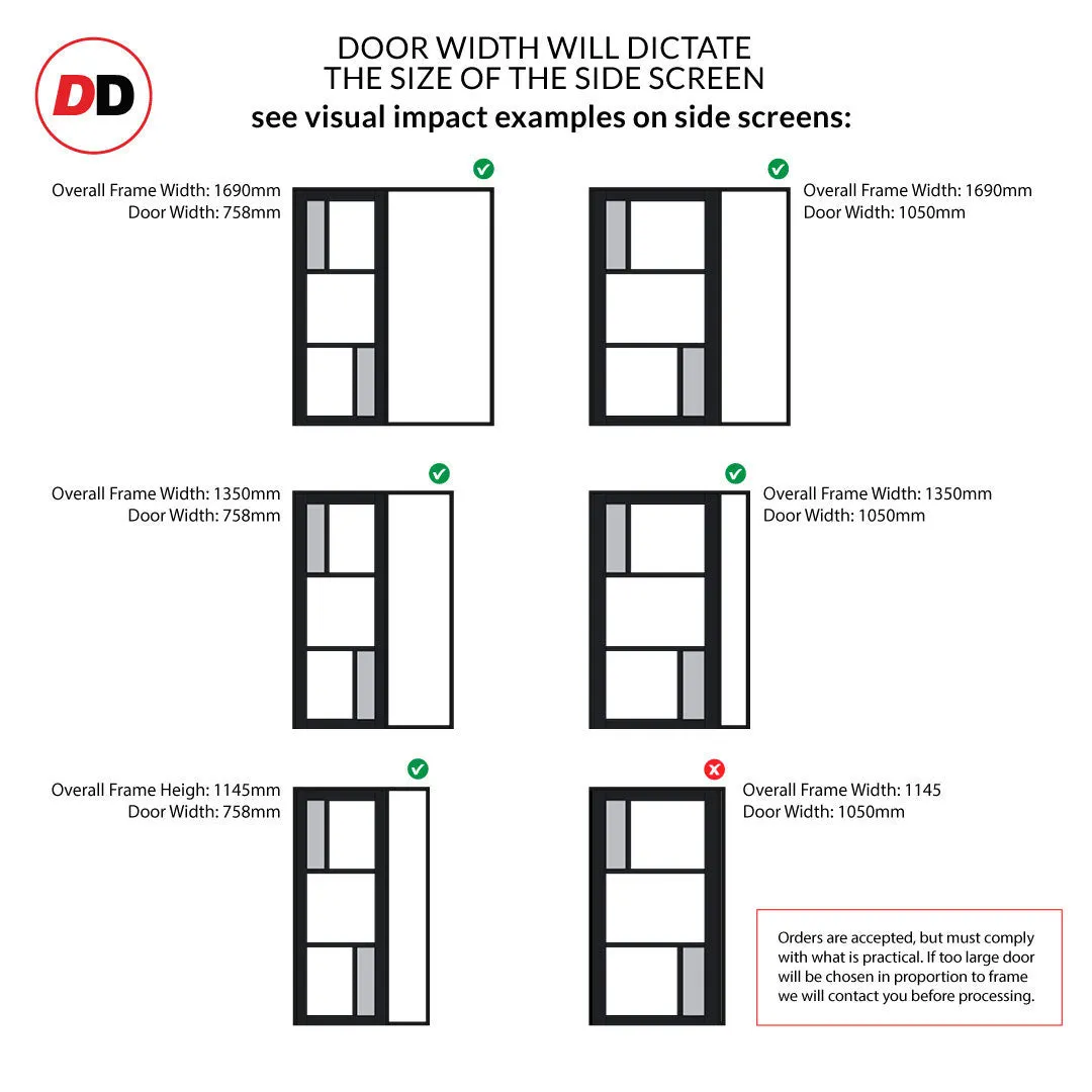 Bespoke Room Divider - Eco-Urban® Arran Door DD6432CF Clear Glass (2 FROSTED PANES) with Full Glass Side  - Premium Primed - Colour & Size Options