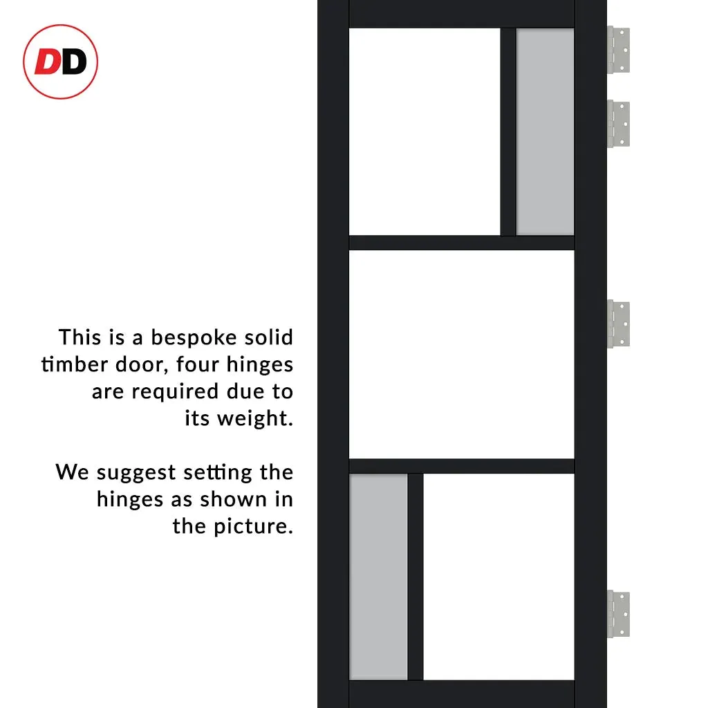 Bespoke Room Divider - Eco-Urban® Arran Door DD6432CF Clear Glass (2 FROSTED PANES) with Full Glass Side  - Premium Primed - Colour & Size Options