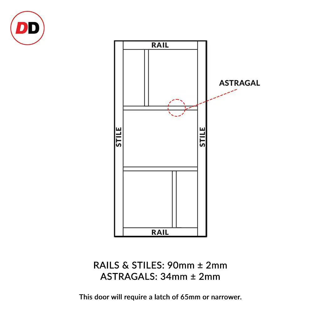 Bespoke Room Divider - Eco-Urban® Arran Door DD6432CF Clear Glass (2 FROSTED PANES) with Full Glass Side  - Premium Primed - Colour & Size Options