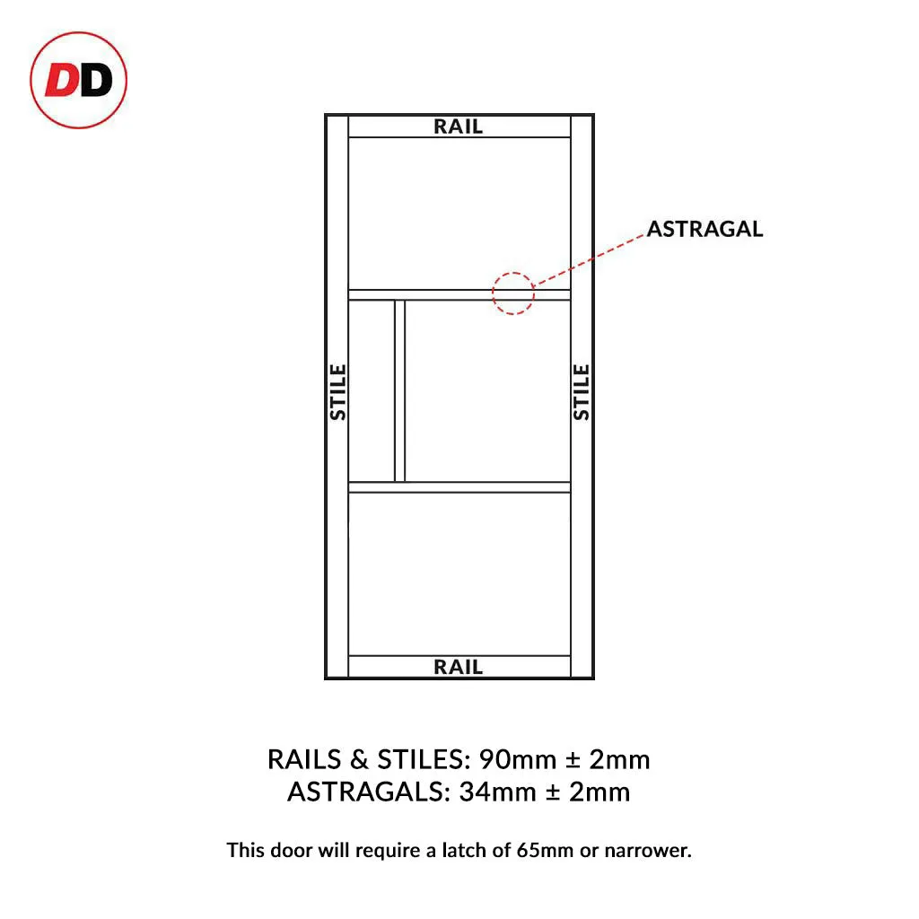 Bespoke Room Divider - Eco-Urban® Breda Door DD6439C - Clear Glass with Full Glass Side - Premium Primed - Colour & Size Options