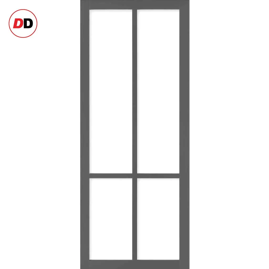 Bespoke Room Divider - Eco-Urban® Bronx Door DD6315C - Clear Glass with Full Glass Side - Premium Primed - Colour & Size Options