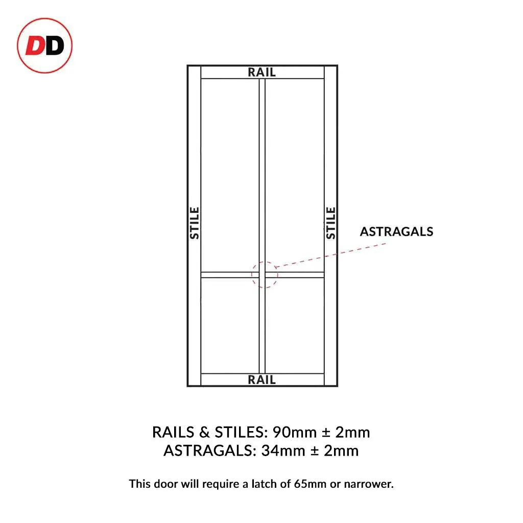 Bespoke Room Divider - Eco-Urban® Bronx Door DD6315C - Clear Glass with Full Glass Side - Premium Primed - Colour & Size Options