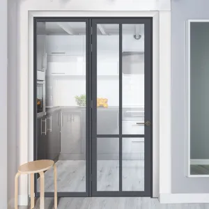 Bespoke Room Divider - Eco-Urban® Bronx Door DD6315C - Clear Glass with Full Glass Side - Premium Primed - Colour & Size Options