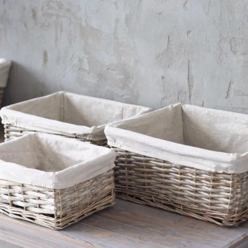 Biggie Best Set of Three Lined Willow Baskets