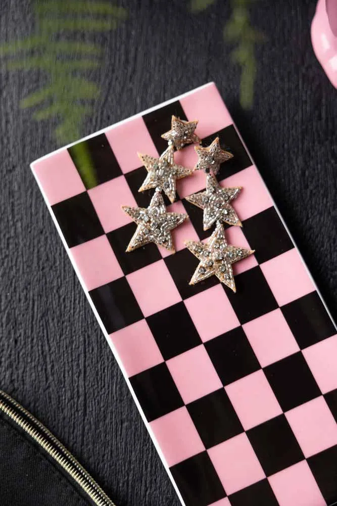 Black & Pink Checkerboard Trinket Dish