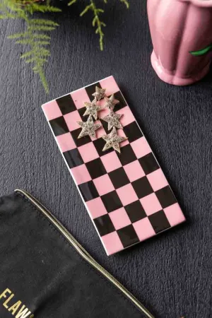 Black & Pink Checkerboard Trinket Dish