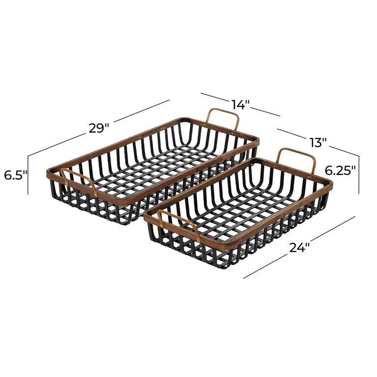 BLACK WOOD GRID TRAY