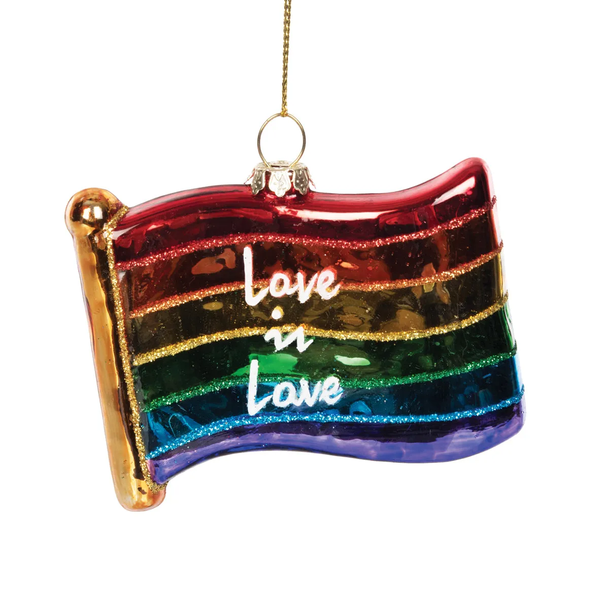 Blown Glass Rainbow Flag Ornament