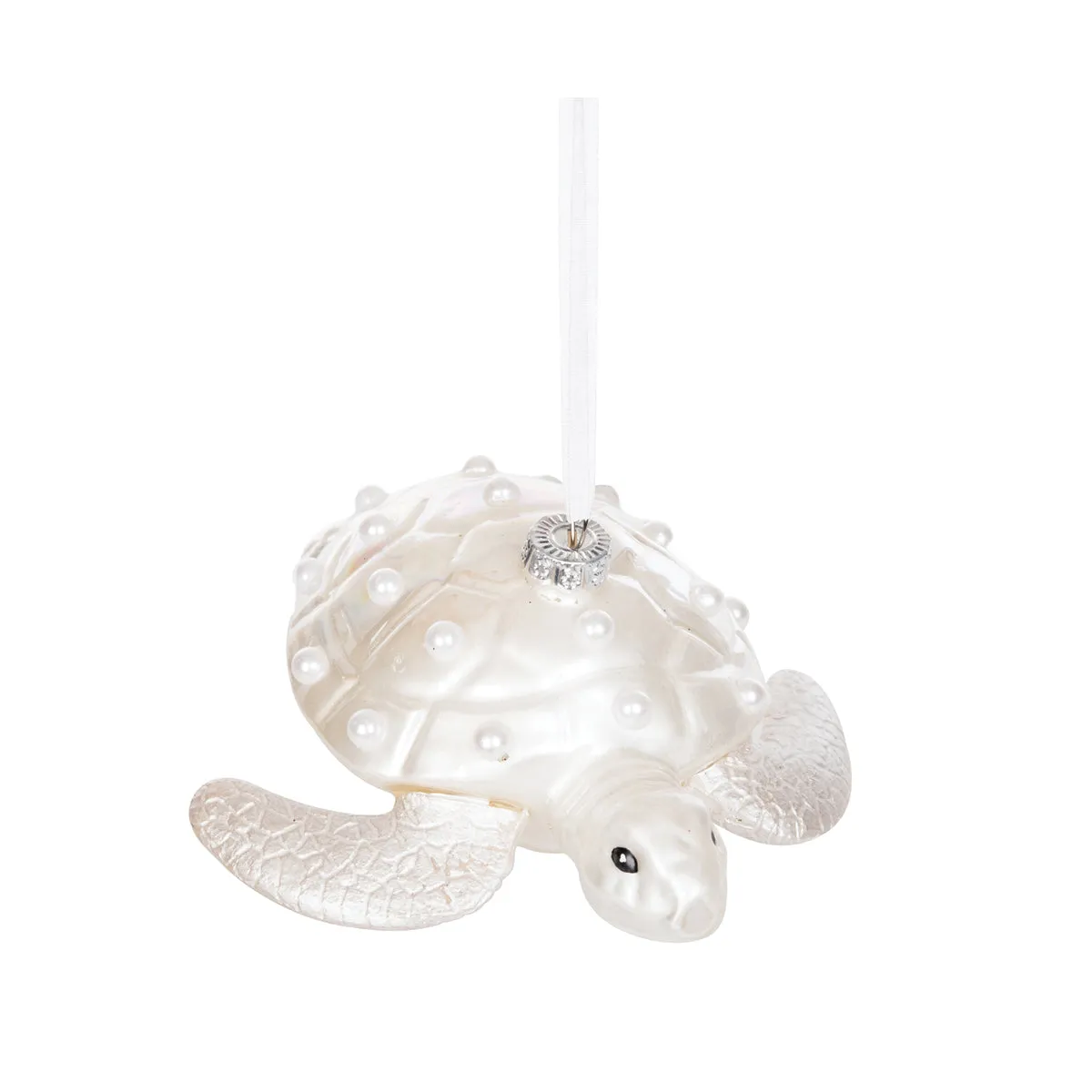 Blown Glass White Sea Turtle Ornament