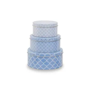 Blue and White Kensington Storage Tins (Set of 3)