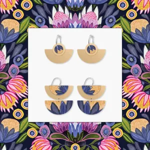 Botanic Blues Retro Earrings Set