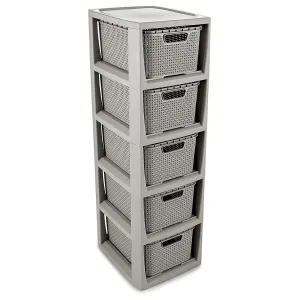 BranQ Storage Unit with with 5 Baskets Drawers 5x 7 Liters Storage Colour Gray Rattan Style