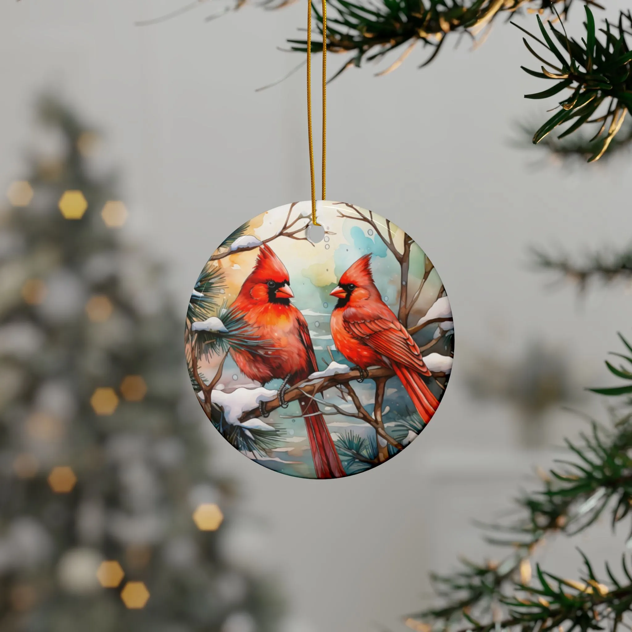 Cardinals Ceramic Ornaments, 2-Side Print, (1pc, 3pcs, 5pcs)