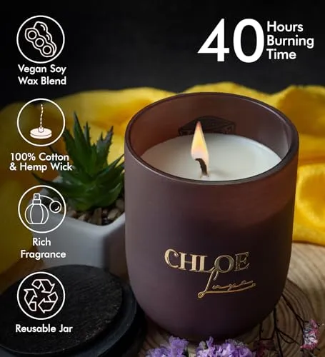 ChloeLuxe Earthy Vetiver Scented Wax Gifting Candle with U-Design Reusable Jars | 30 to 40 Hour Long Burning | Luxury Aroma Therapy Candle | Scented Candles for Home Decor Gift (Brown)