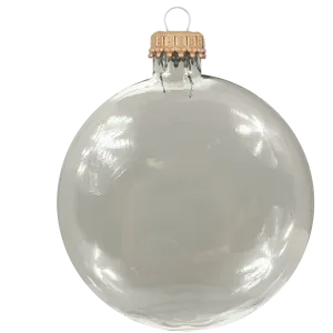 Christmas By Krebs 3" (76mm) Craft Glass Ornament [6 Pieces], Designer Heirloom  (Clear Craft Disc Gold Crown Caps)