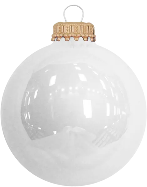 Christmas By Krebs 3" (76mm) Craft Glass Ornament [6 Pieces], Designer Heirloom  (Porcelain White with Gold Crown Caps)