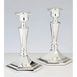 Classic Silver Plated Shabbat Candlesticks Shabbos Lichter 6" tall Set of 2 A great Bat Mitzvah & We